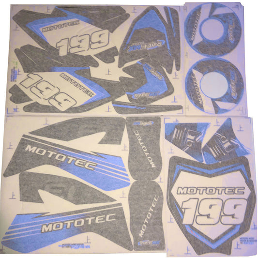 MotoTec 48v Pro Dirt Bike Sticker Kit - Blue