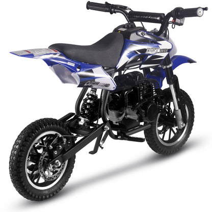 Color: Blue - MotoTec Alien 50cc 2-Stroke Kids Gas Dirt Bike