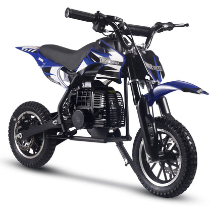 Color: Blue - MotoTec Alien 50cc 2-Stroke Kids Gas Dirt Bike