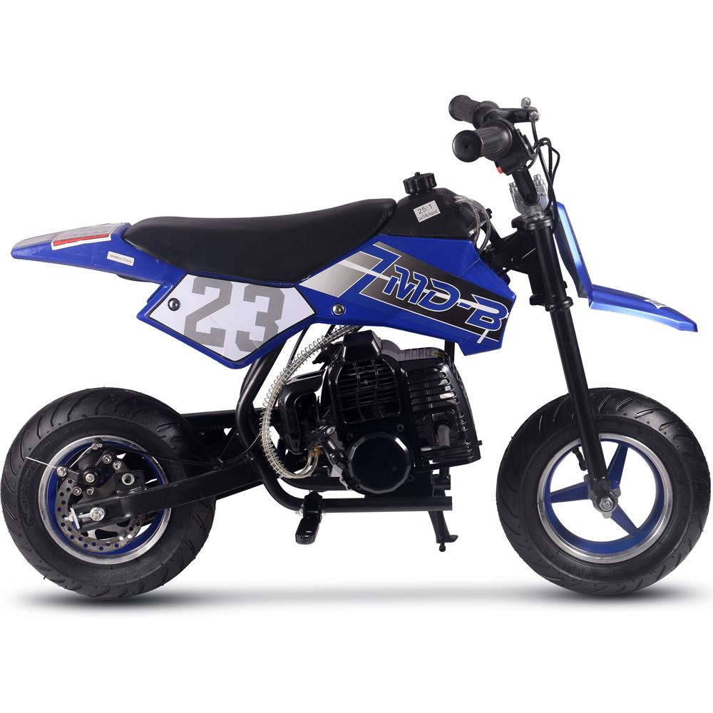 MotoTec 50cc 2-Stroke Kids Supermoto Gas Dirt Bike Blue