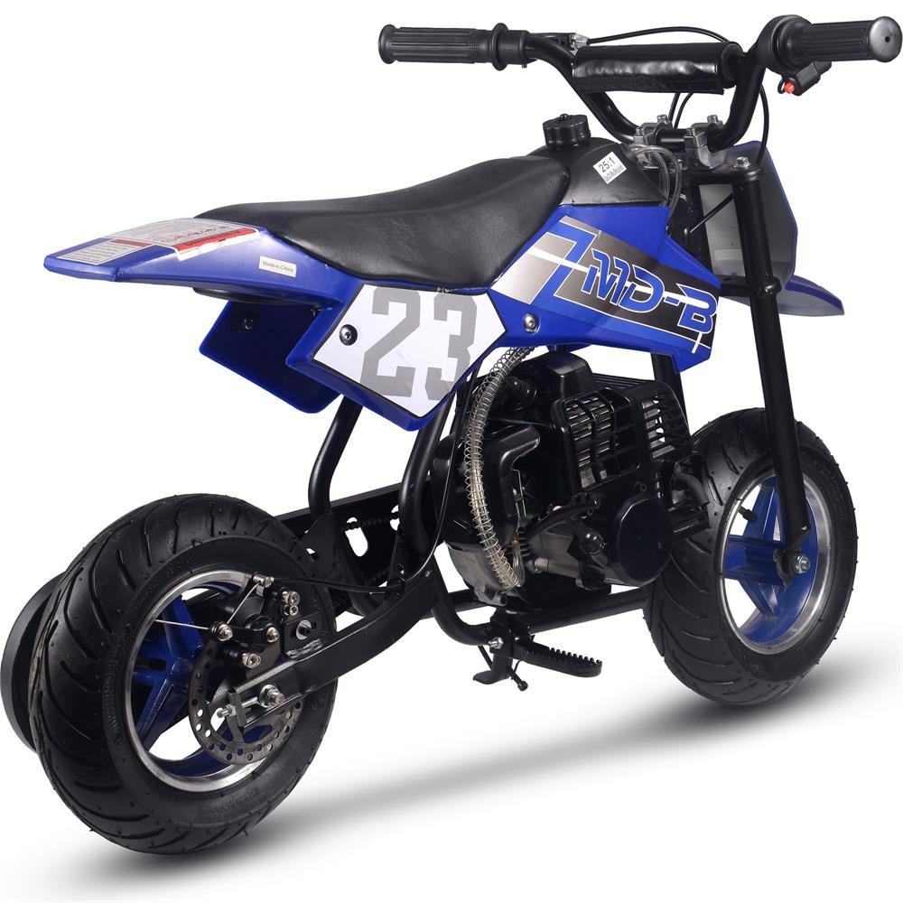 MotoTec 50cc 2-Stroke Kids Supermoto Gas Dirt Bike Blue