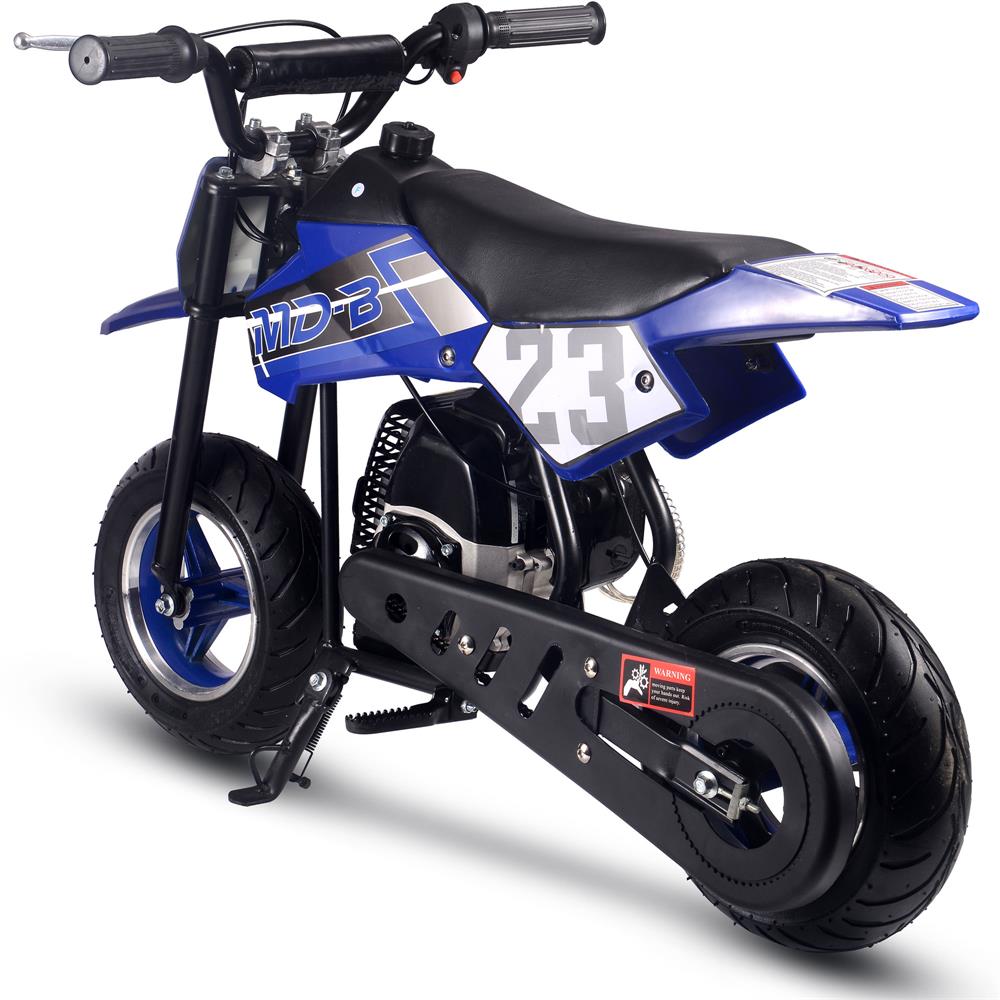 MotoTec 50cc 2-Stroke Kids Supermoto Gas Dirt Bike Blue