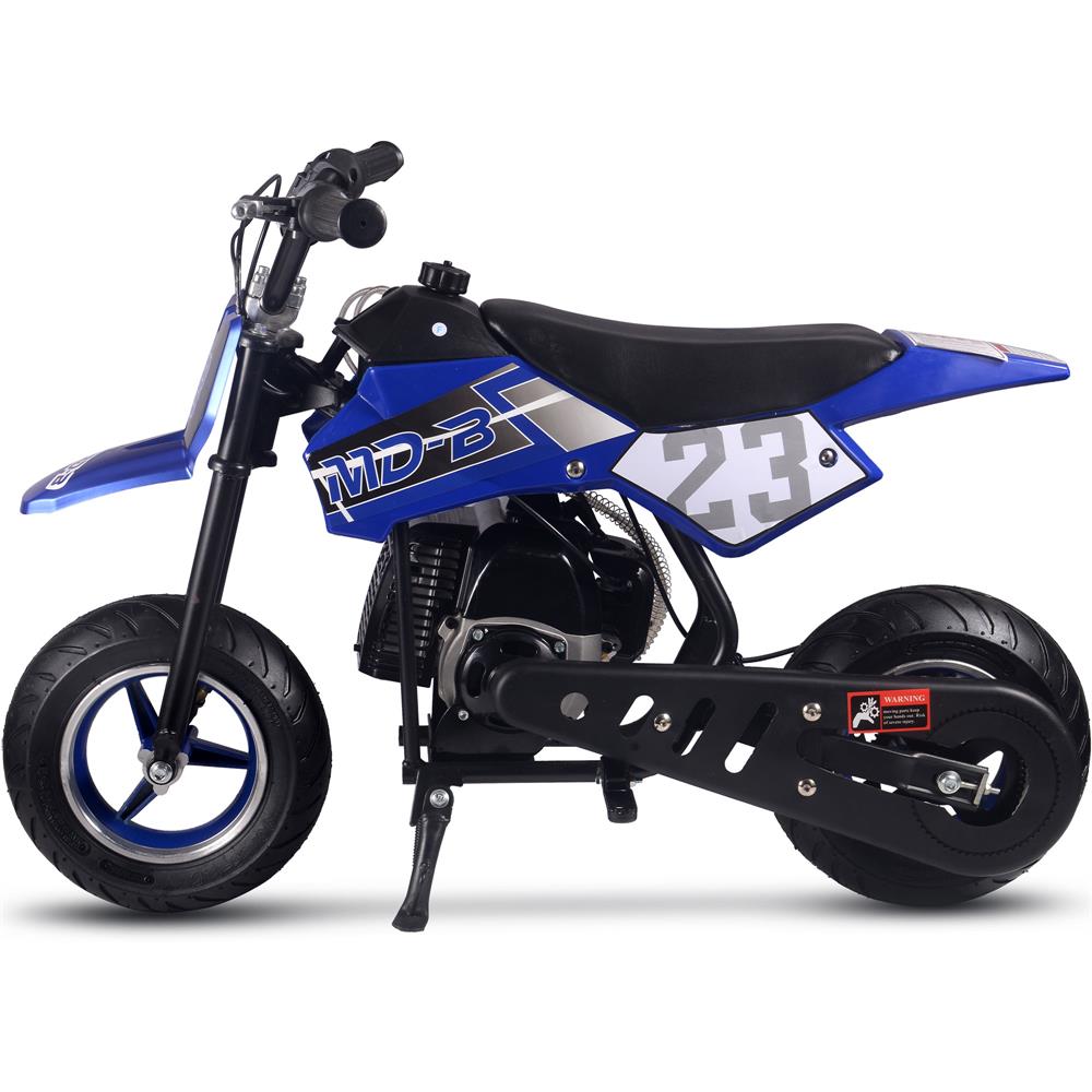 MotoTec 50cc 2-Stroke Kids Supermoto Gas Dirt Bike Blue