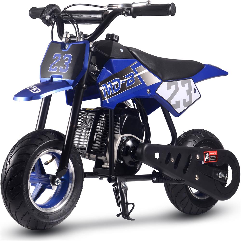 MotoTec 50cc 2-Stroke Kids Supermoto Gas Dirt Bike Blue