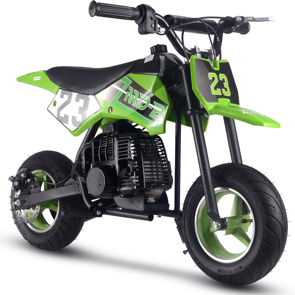 MotoTec 50cc 2-Stroke Kids Supermoto Gas Dirt Bike Green