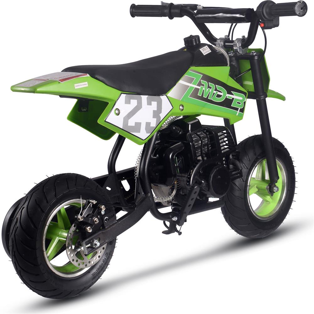 MotoTec 50cc 2-Stroke Kids Supermoto Gas Dirt Bike Green