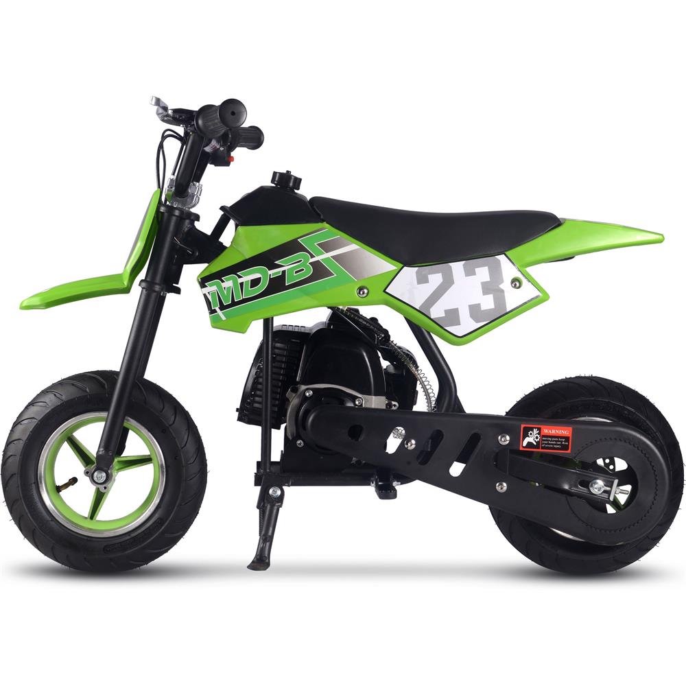 MotoTec 50cc 2-Stroke Kids Supermoto Gas Dirt Bike Green