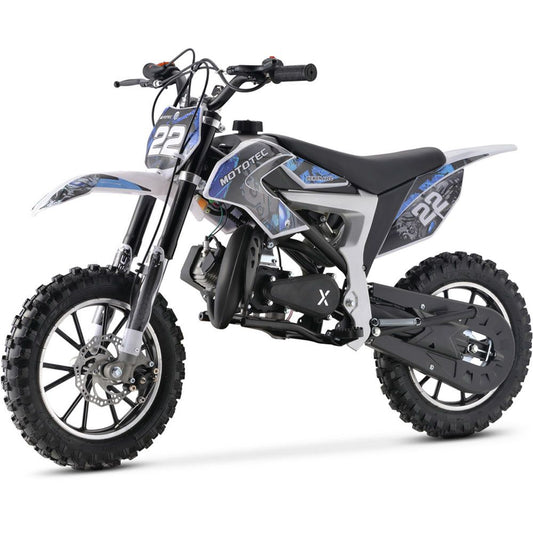 MotoTec Demon 50cc 2-Stroke Kids Gas Dirt Bike Blue