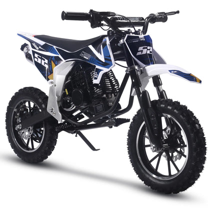 Color: Black - MotoTec Warrior 52cc 2-Stroke Kids Gas Dirt Bike