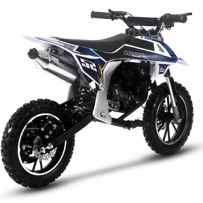 Color: Black - MotoTec Warrior 52cc 2-Stroke Kids Gas Dirt Bike
