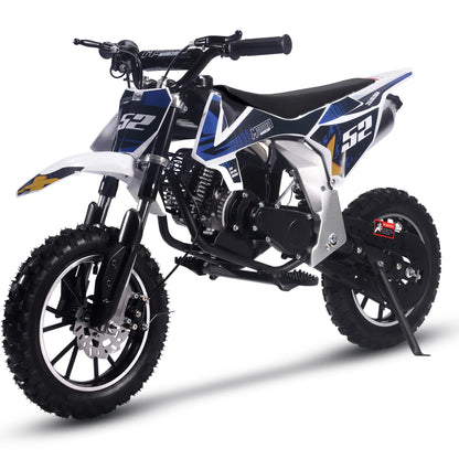 Color: Black - MotoTec Warrior 52cc 2-Stroke Kids Gas Dirt Bike