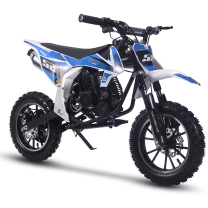 Color: Blue - MotoTec Warrior 52cc 2-Stroke Kids Gas Dirt Bike