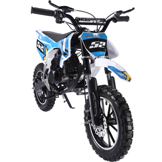 MotoTec Warrior 52cc 2-Stroke Kids Gas Dirt Bike Blue