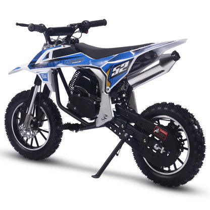 Color: Blue - MotoTec Warrior 52cc 2-Stroke Kids Gas Dirt Bike