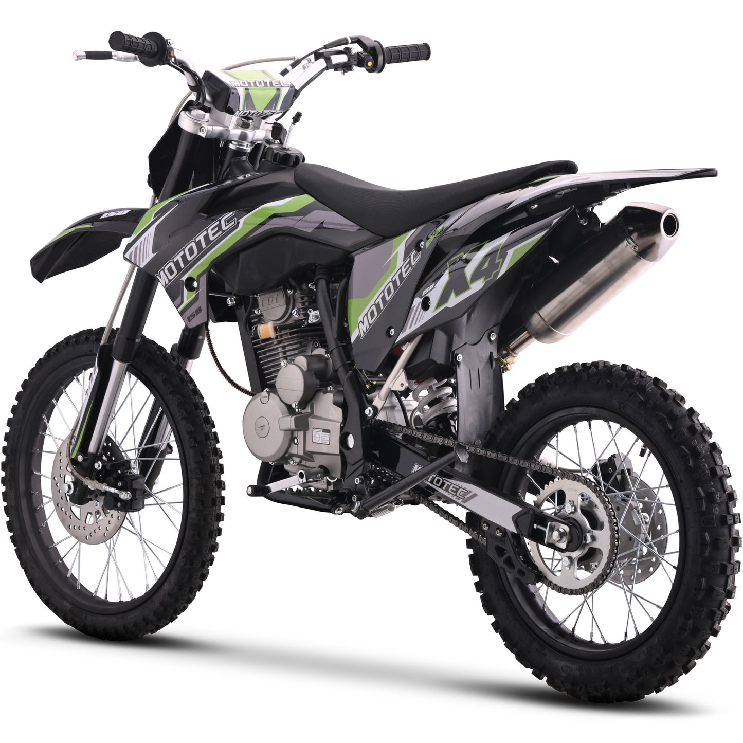 MotoTec X4 150cc 4-Stroke Gas Dirt Bike – Black | Powerful Off-Road Motorcycle