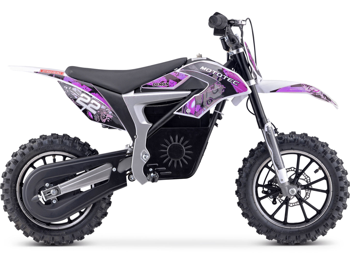 MotoTec 36v 500w Demon Electric Dirt Bike Lithium Purple