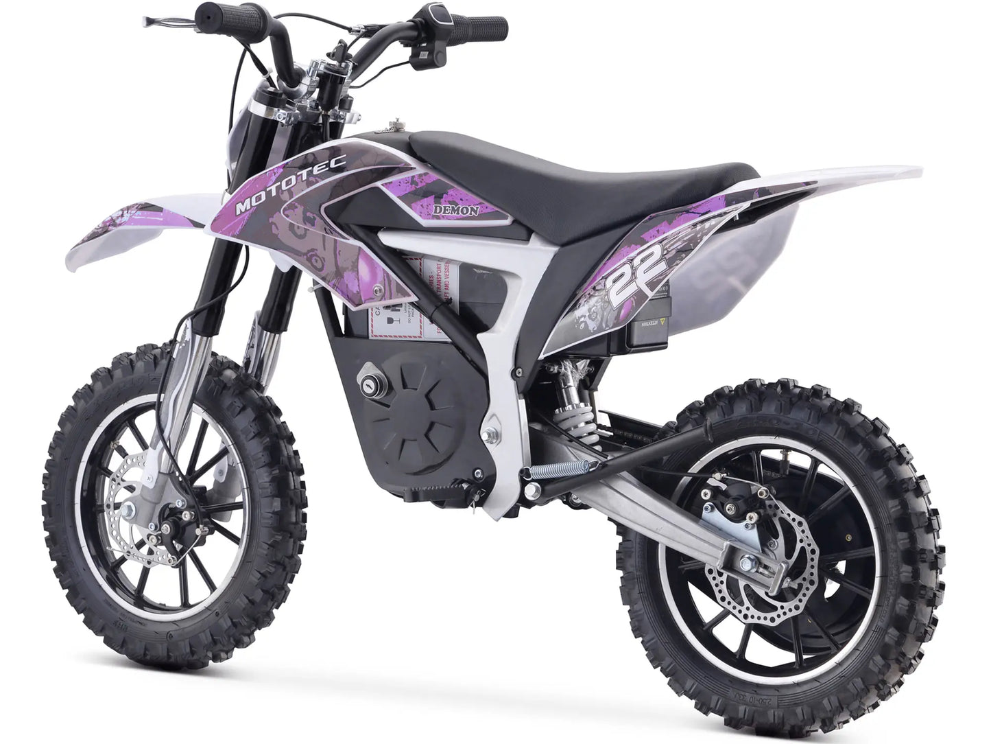 MotoTec Demon 36V 500W Electric Dirt Bike with Lithium Battery - Purple