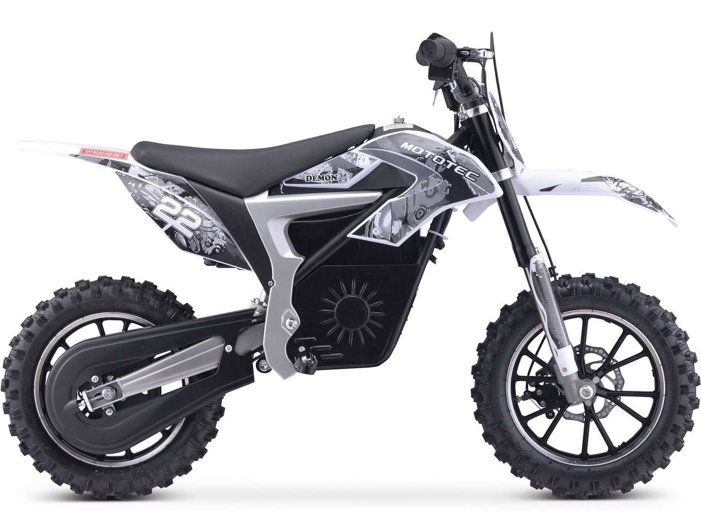 MotoTec 36v 500w Demon Electric Dirt Bike Lithium White