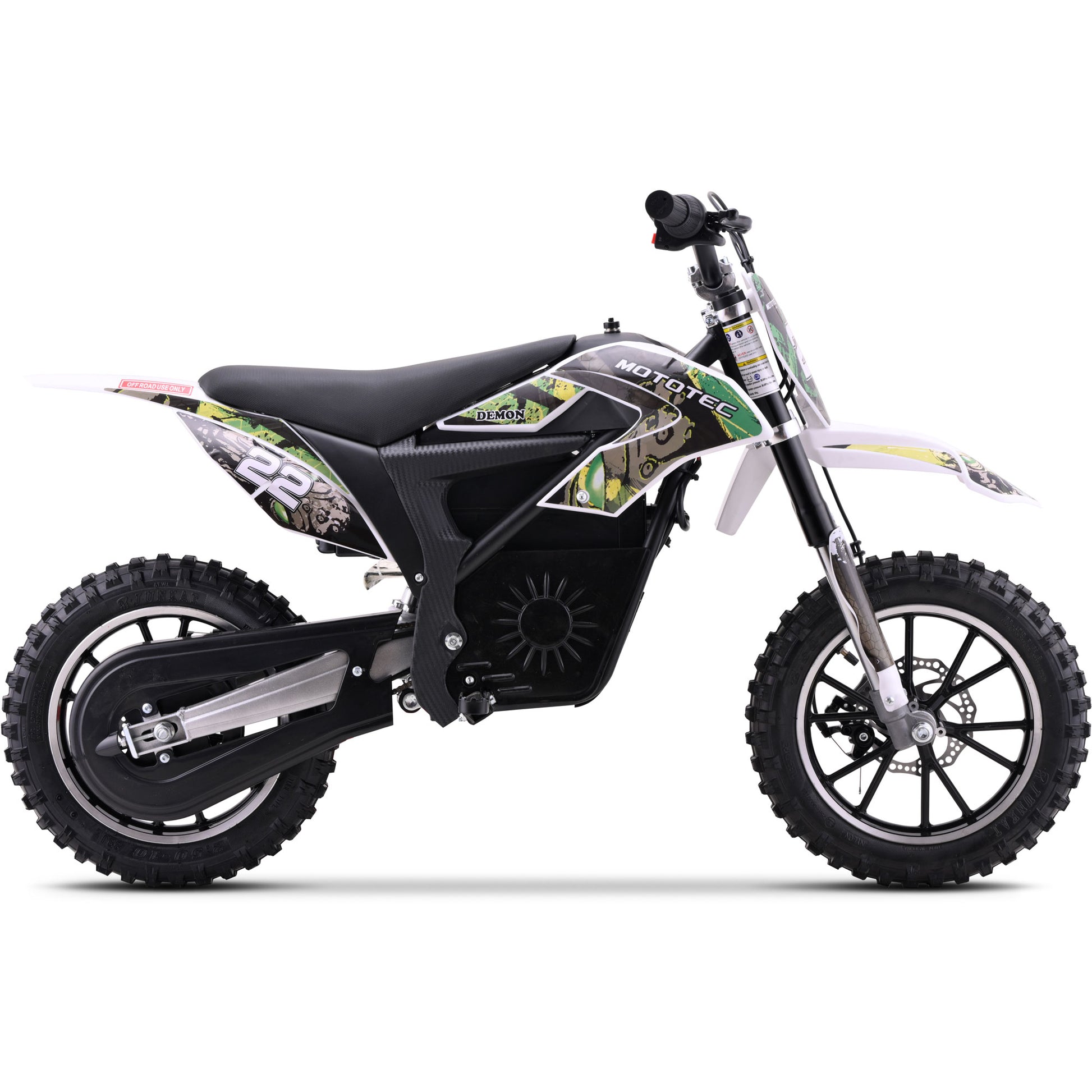Color: Green - MotoTec 36v 790w Demon Electric Dirt Bike Lithium