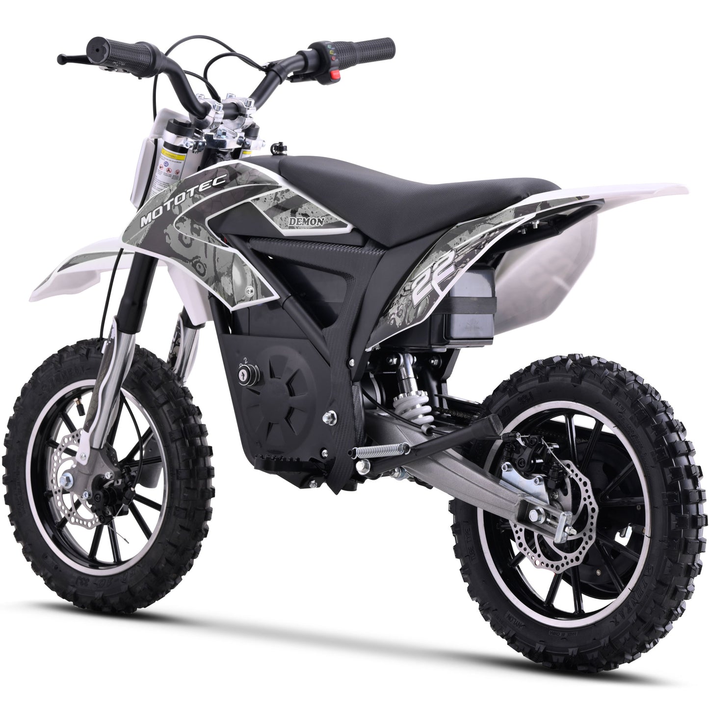 Color: White - MotoTec 36v 790w Demon Electric Dirt Bike Lithium