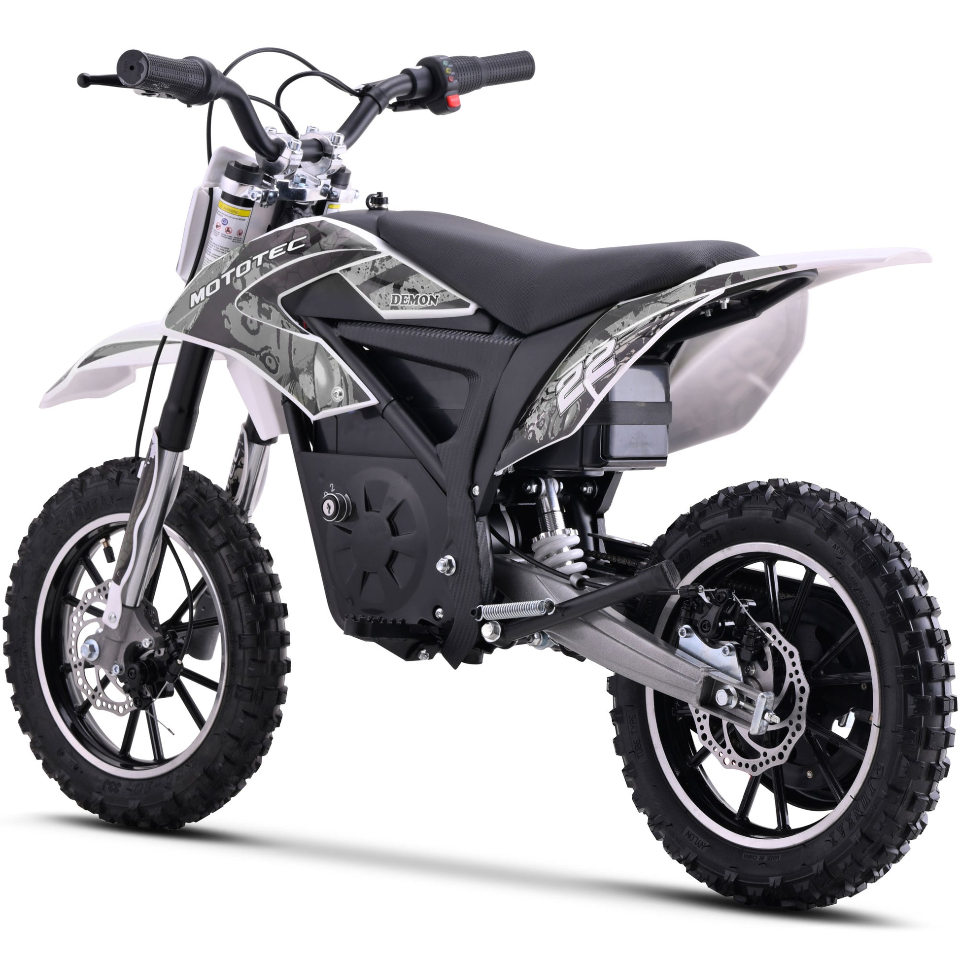 Color: White - MotoTec 36v 790w Demon Electric Dirt Bike Lithium