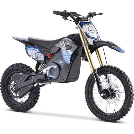 MotoTec 48V Pro Electric Dirt Bike - 1800W Lithium, Top Speed 25mph - Blue | Powerful Electric Bike