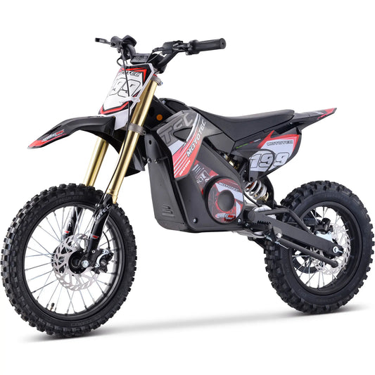 MotoTec 48V Pro Electric Dirt Bike - 1800W Lithium, Top Speed 25mph - Red | Powerful Electric Bike
