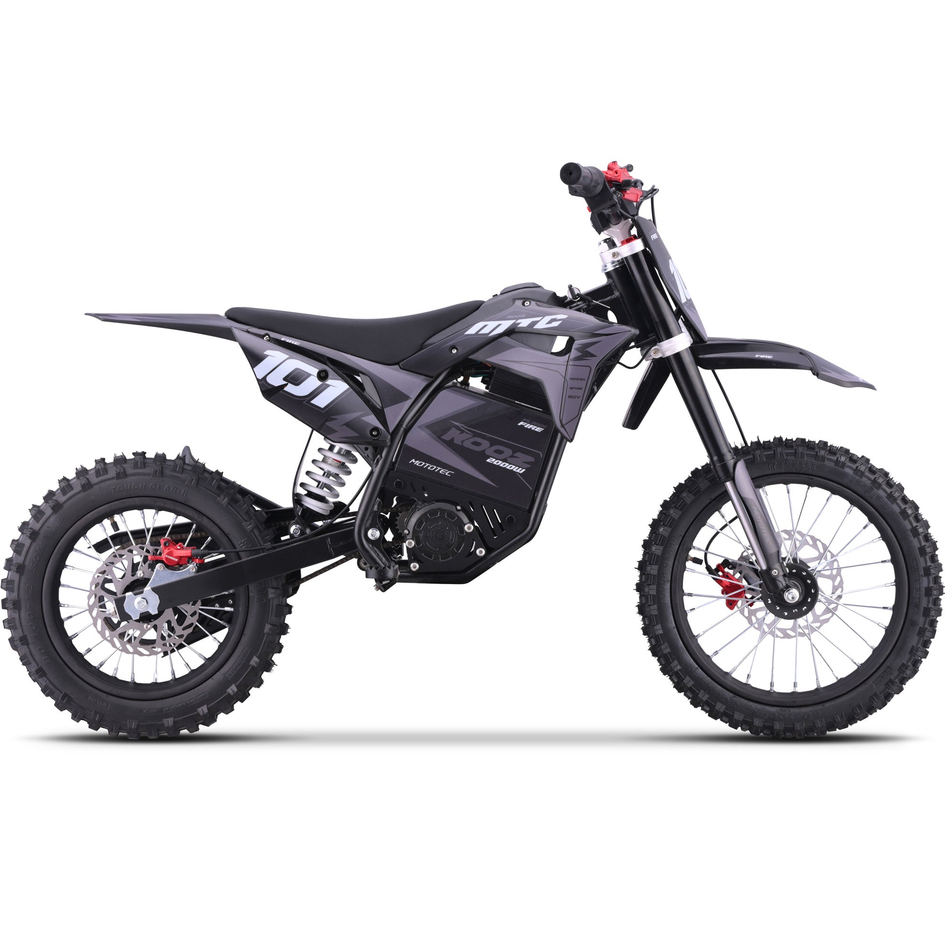 Color: Gray - MotoTec 60v 2000w Pro Electric Dirt Bike Lithium Red (HP115E)