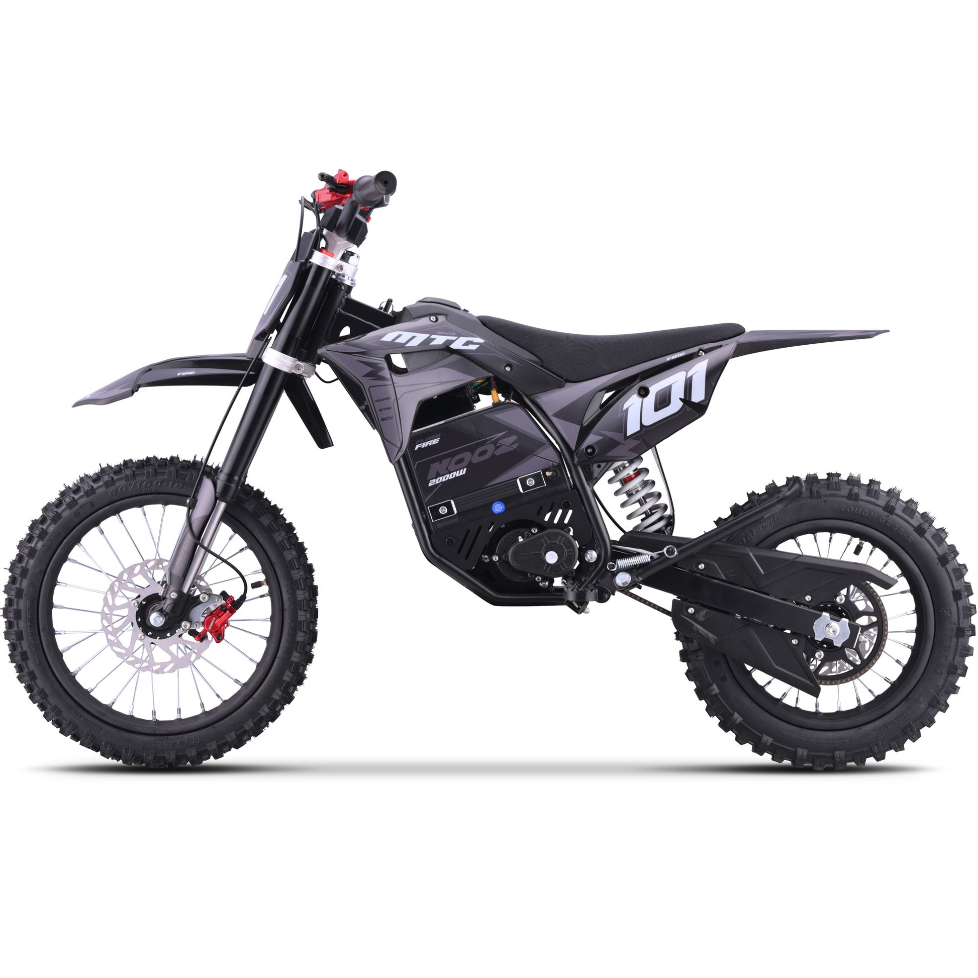Color: Gray - MotoTec 60v 2000w Pro Electric Dirt Bike Lithium Red (HP115E)