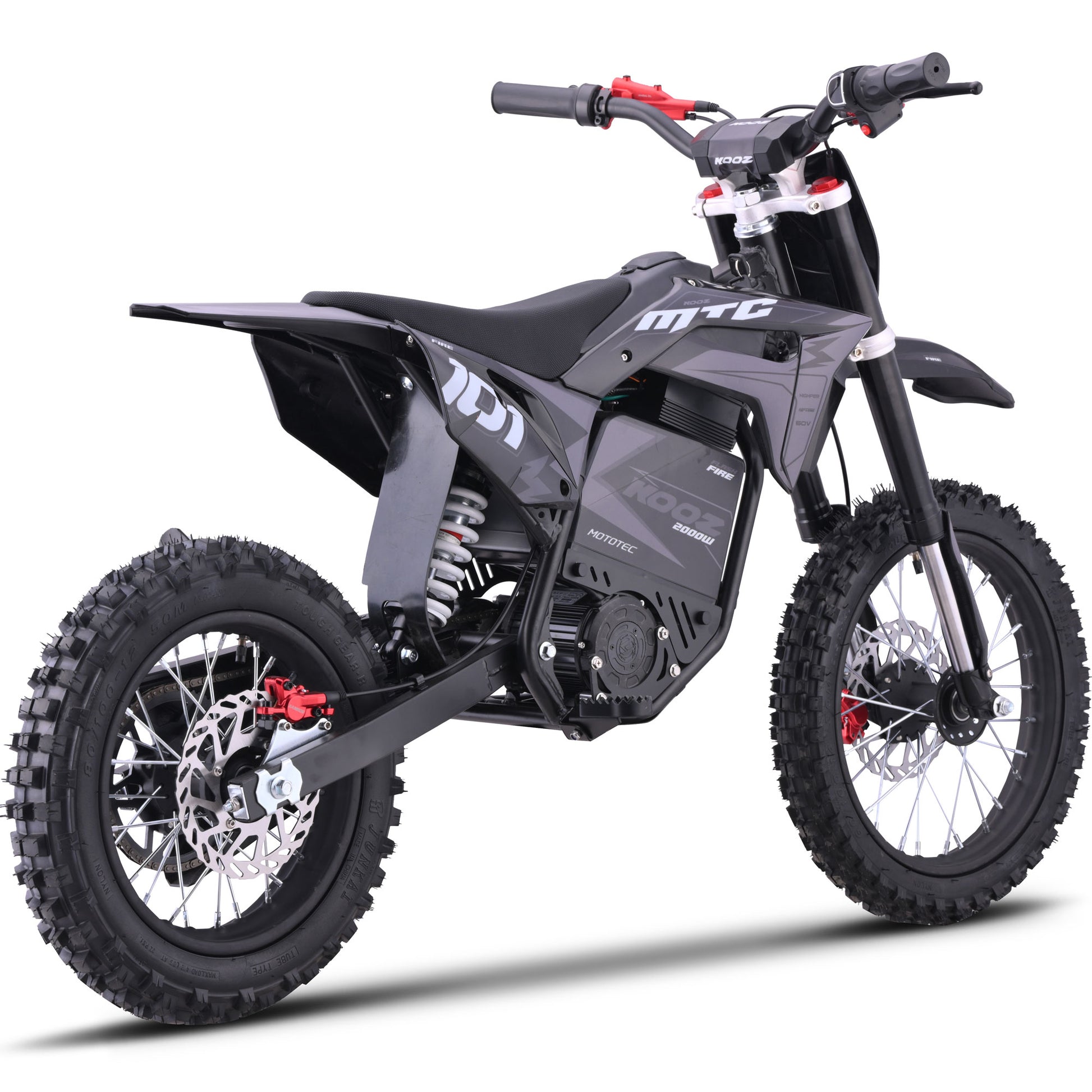 Color: Gray - MotoTec 60v 2000w Pro Electric Dirt Bike Lithium Red (HP115E)