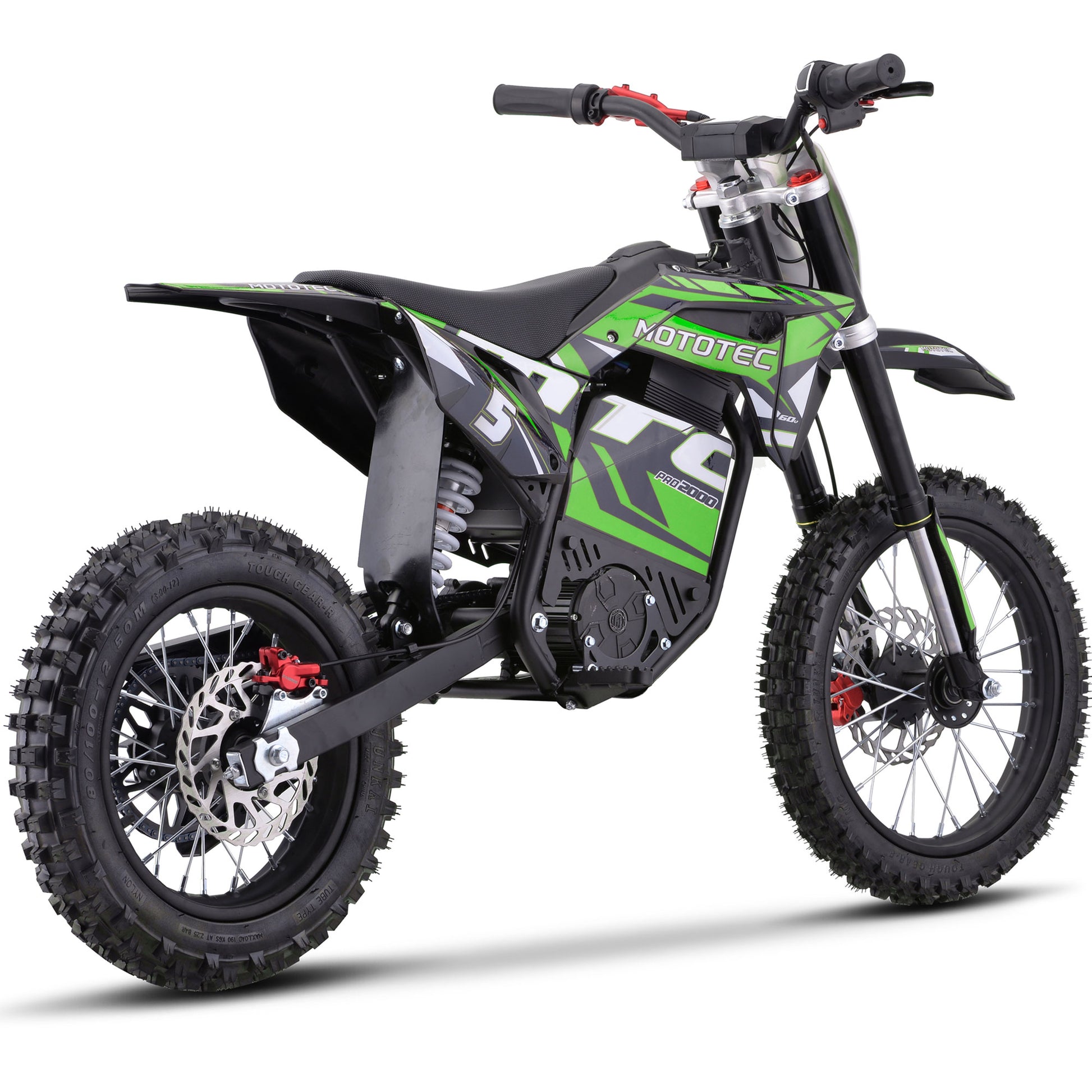 Color: Green - MotoTec 60v 2000w Pro Electric Dirt Bike Lithium