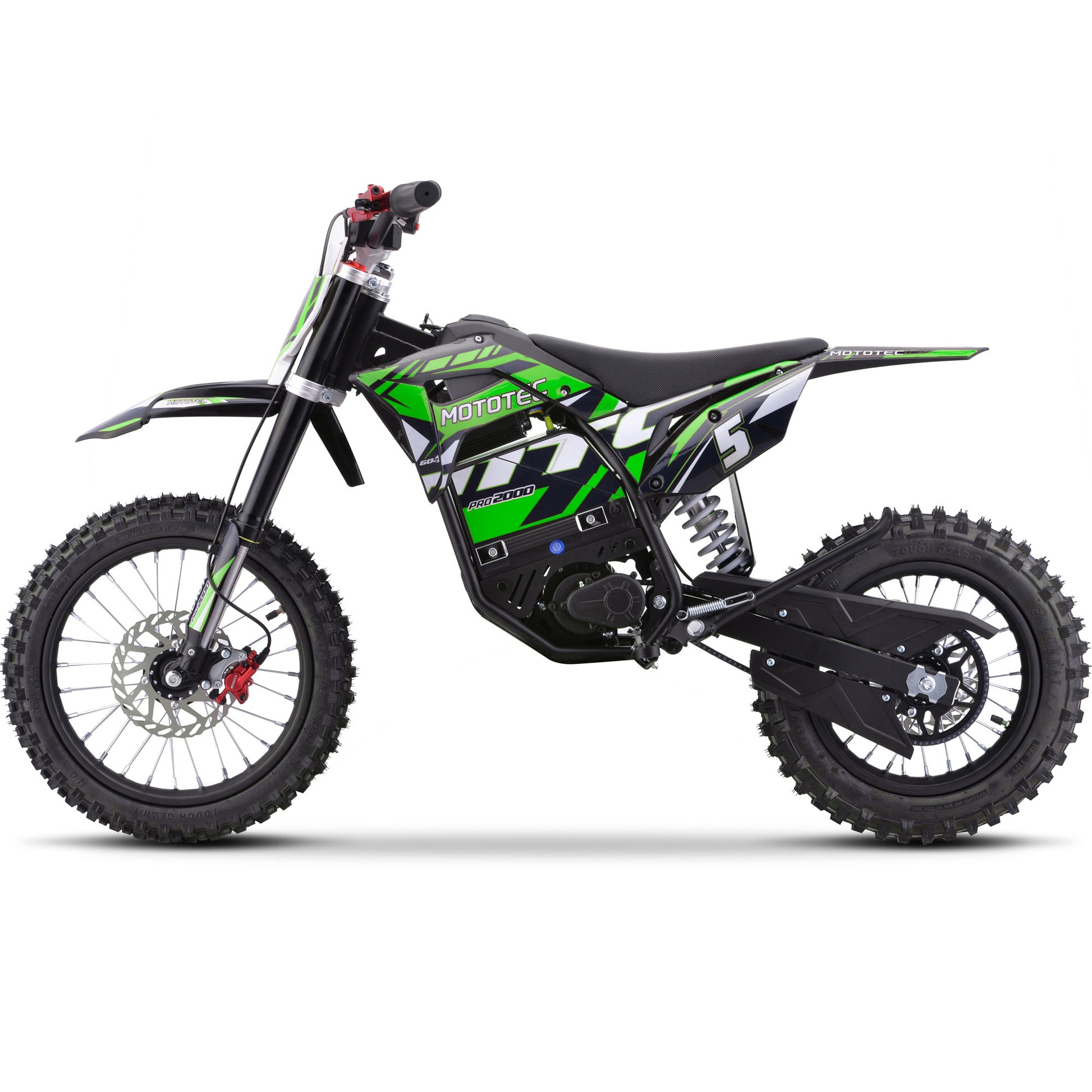 Color: Green - MotoTec 60v 2000w Pro Electric Dirt Bike Lithium