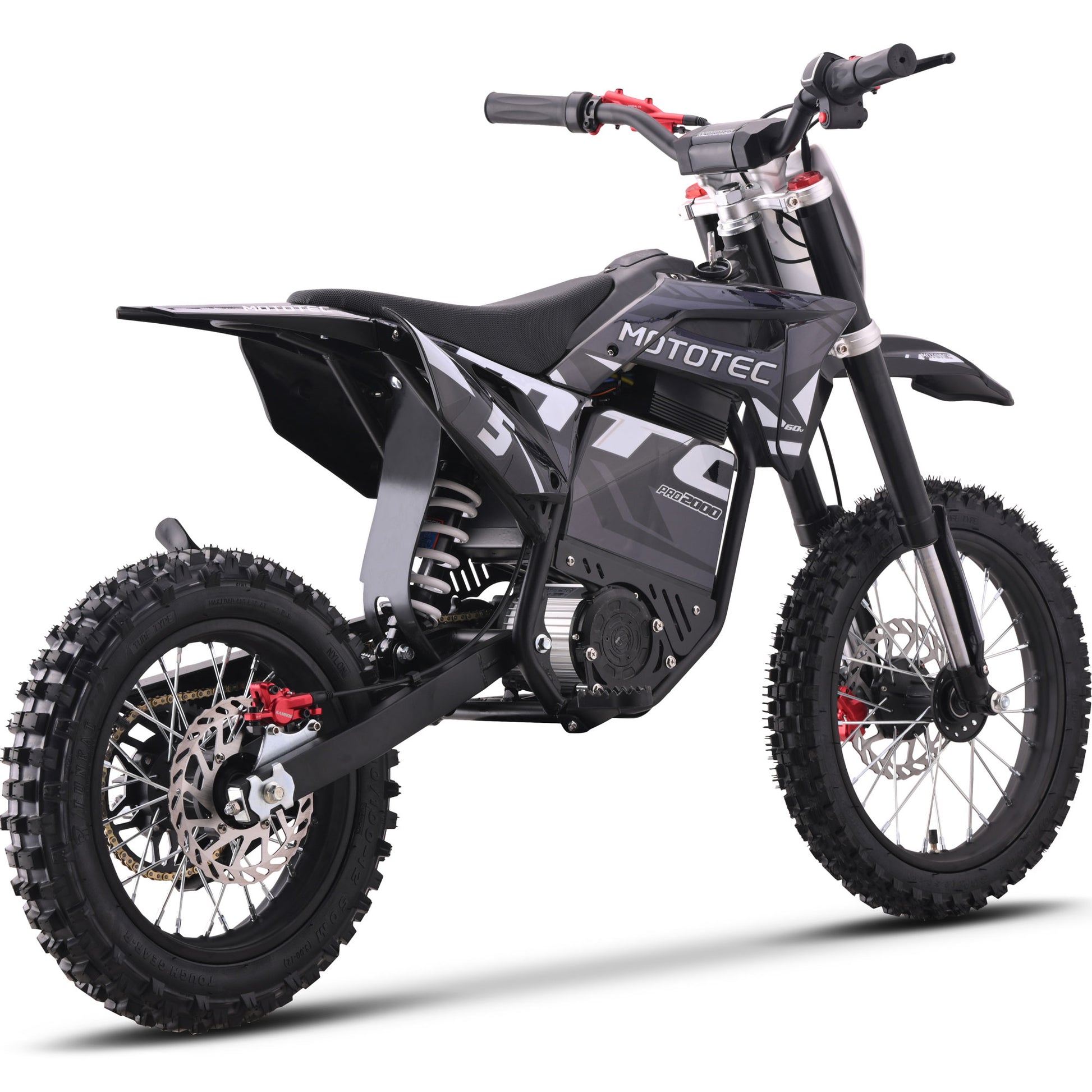 Color: Gray - MotoTec 60v 2000w Pro Electric Dirt Bike Lithium
