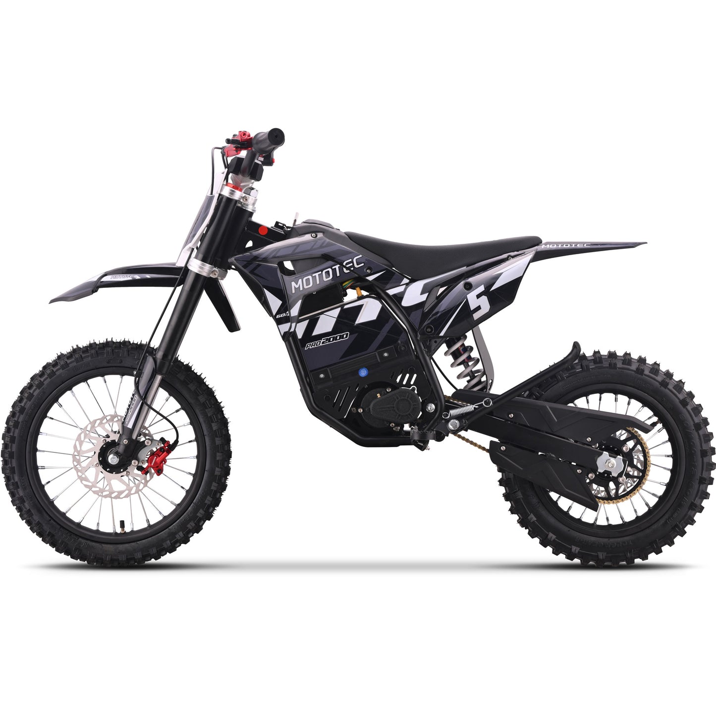 Color: Gray - MotoTec 60v 2000w Pro Electric Dirt Bike Lithium