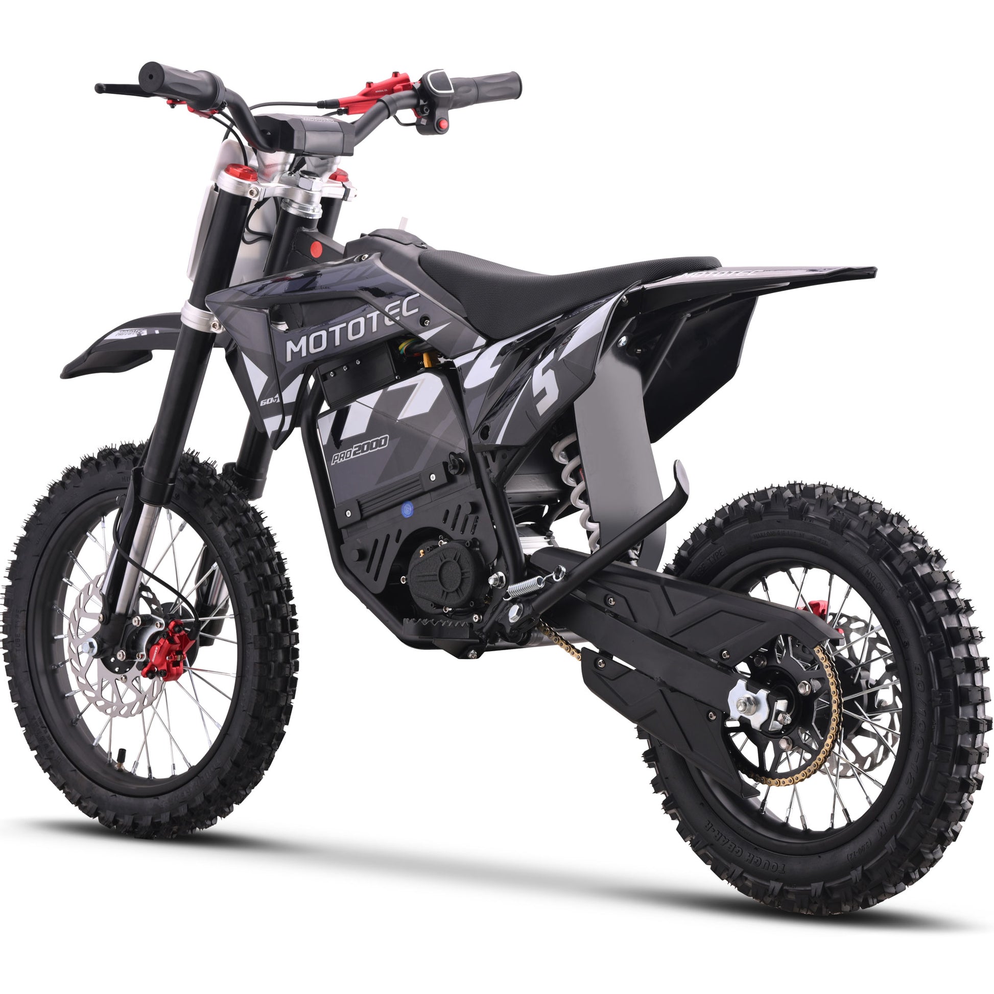Color: Gray - MotoTec 60v 2000w Pro Electric Dirt Bike Lithium