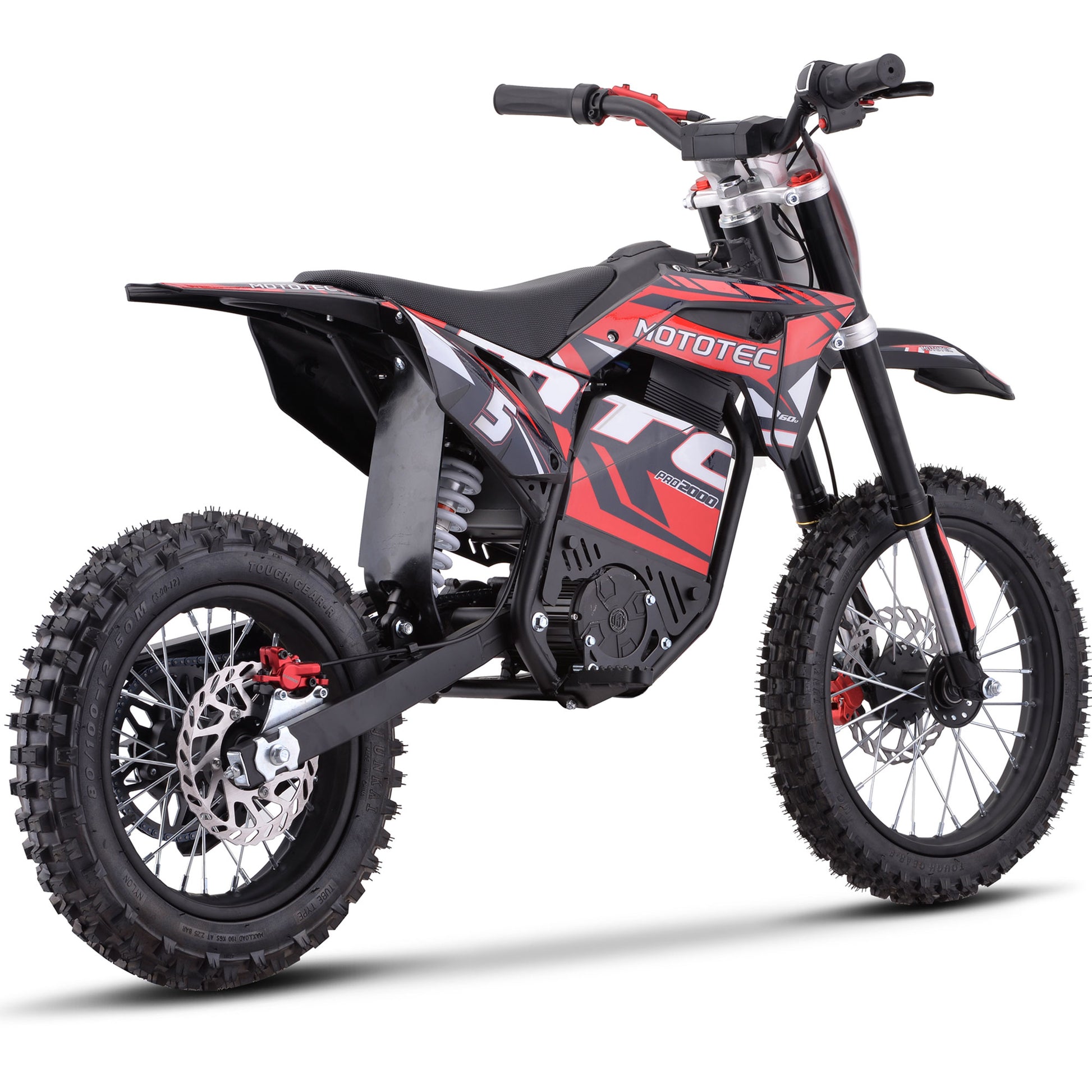 Color: Red - MotoTec 60v 2000w Pro Electric Dirt Bike Lithium
