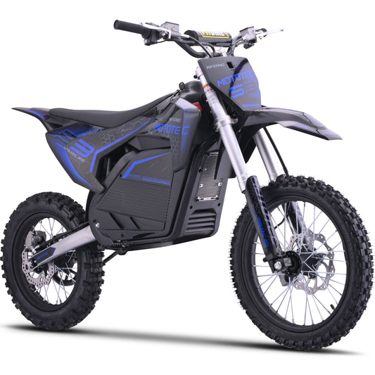 MotoTec 72v 5000w Lithium Pro Electric Dirt Bike – Blue | High-Performance Off-Road Bike