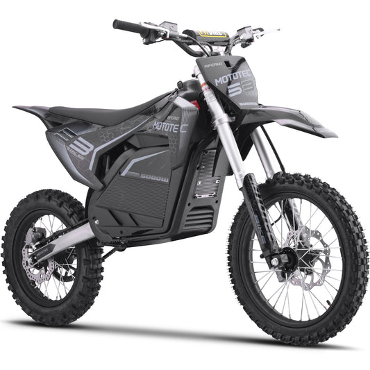 MotoTec 72v 5000w Lithium Pro Electric Dirt Bike – Grey | Powerful Off-Road Bike