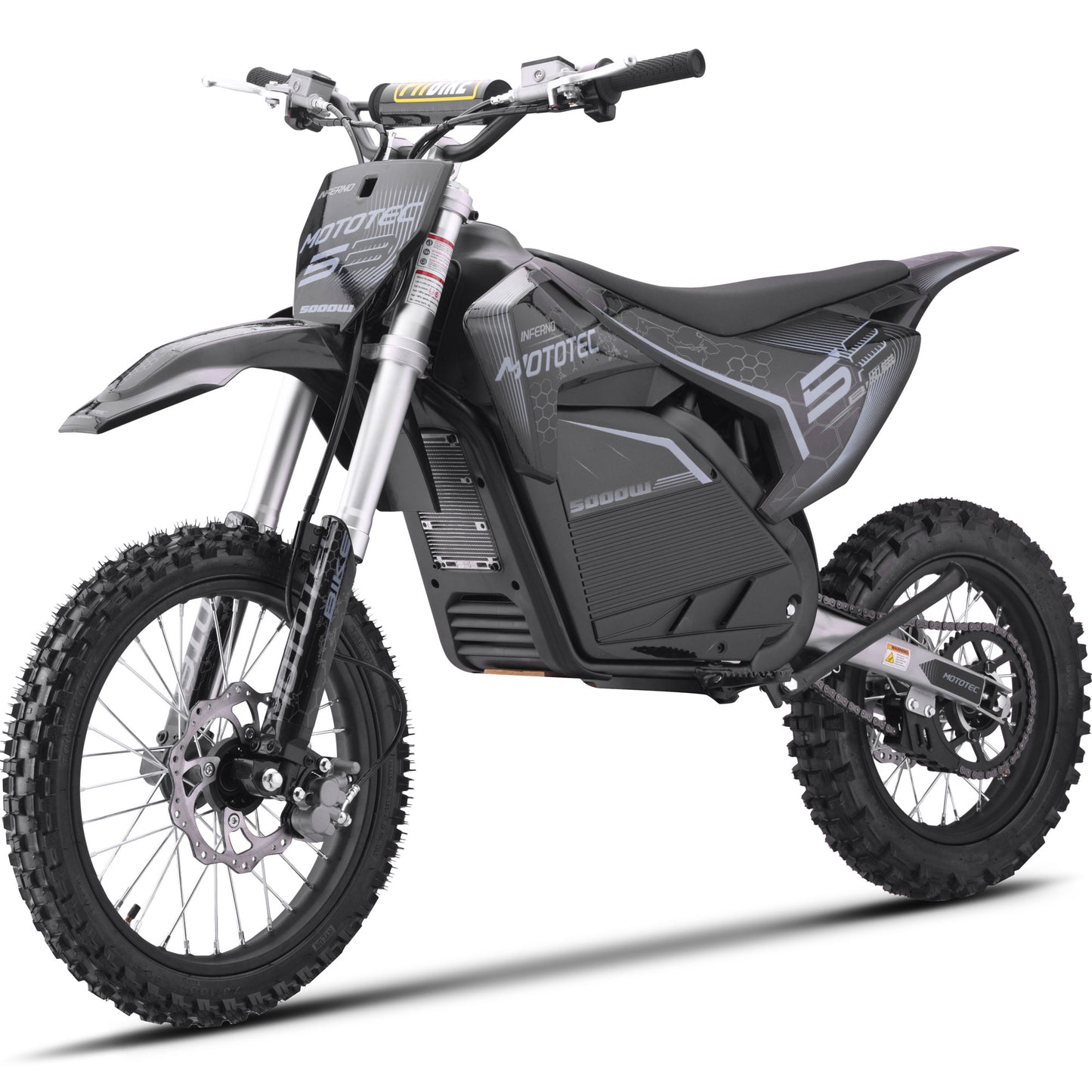 MotoTec 72v 5000w Lithium Pro Electric Dirt Bike – Grey | Powerful Off-Road Bike