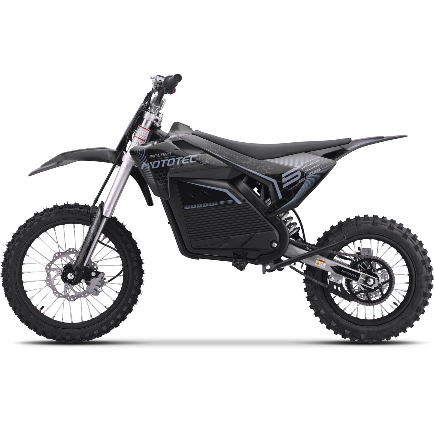 MotoTec 72v 5000w Lithium Pro Electric Dirt Bike – Grey | Powerful Off-Road Bike