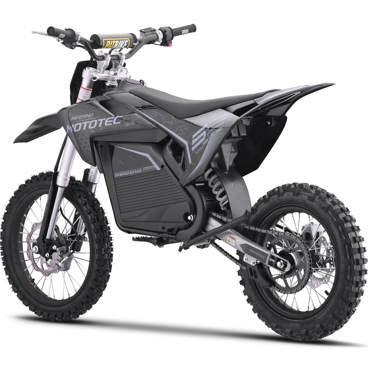MotoTec 72v 5000w Lithium Pro Electric Dirt Bike – Grey | Powerful Off-Road Bike