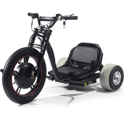 Color - Black - MotoTec Drifter 48V 800W Electric Trike Lithium