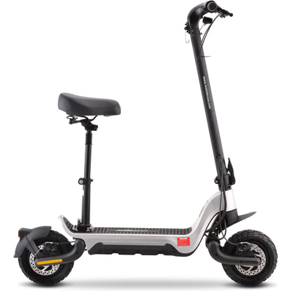 Color - Silver - MotoTec Fury 48V 1000W Lithium Electric Scooter – Silver | Powerful Foldable Commuter Scooter