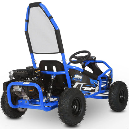 Color: Blue - MotoTec Mud Kids Gas Powered 98cc Go Kart Full Suspension