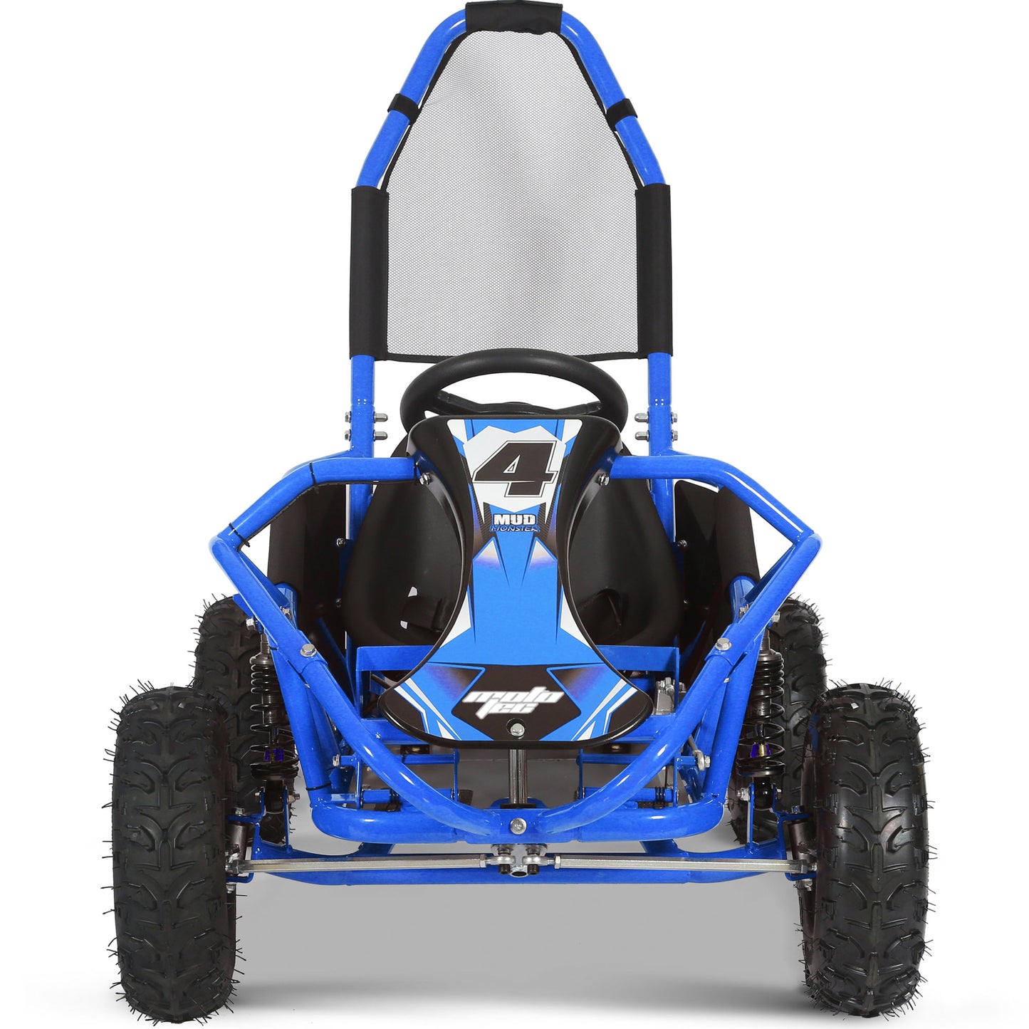 MotoTec Mud Monster Kids Gas Powered 98cc Go Kart Full Suspension Blue