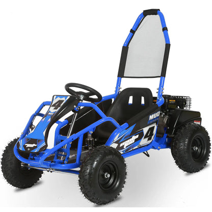 Color: Blue - MotoTec Mud Kids Gas Powered 98cc Go Kart Full Suspension