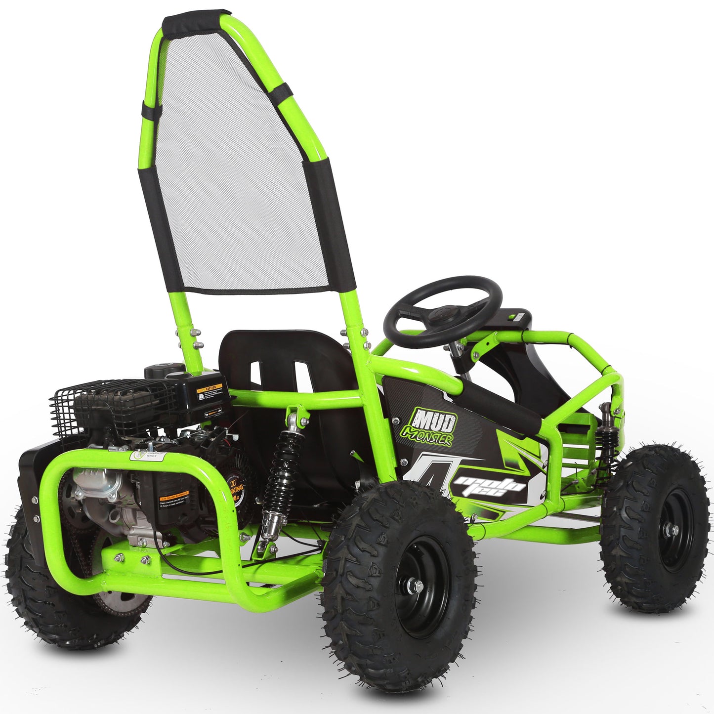 MotoTec Mud Monster Kids Gas Powered 98cc Go Kart Full Suspension Green