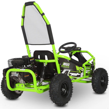 Color: Green - MotoTec Mud Kids Gas Powered 98cc Go Kart Full Suspension