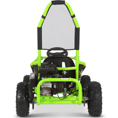 Color: Green - MotoTec Mud Kids Gas Powered 98cc Go Kart Full Suspension