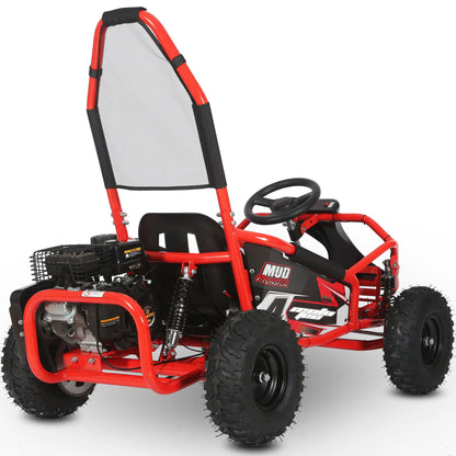 Color: Red - MotoTec Mud Kids Gas Powered 98cc Go Kart Full Suspension